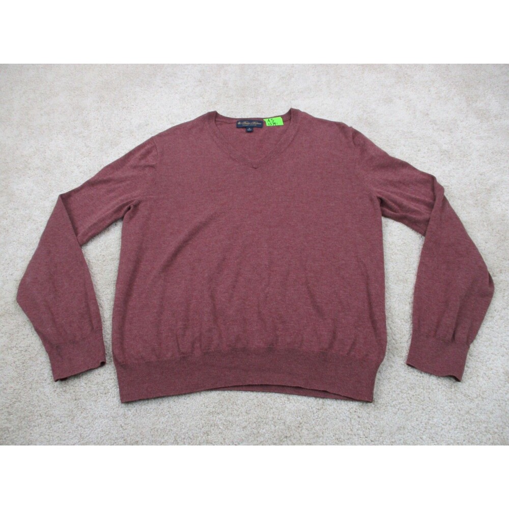 Brooks Brothers Sweater Mens Medium M Red Cotton Preppy Pullover Sweatshirt